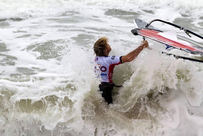 Cyril hangs on - 2012 PWA Sylt World CUp ©  John Carter / PWA http://www.pwaworldtour.com